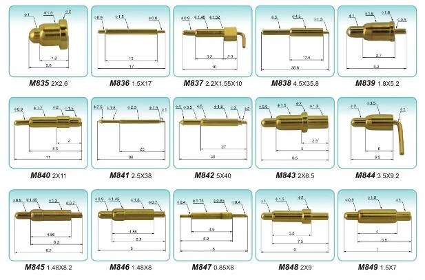 Custom High Quality Brass PCB Double Row Solder Cup Spring Pogo Pin