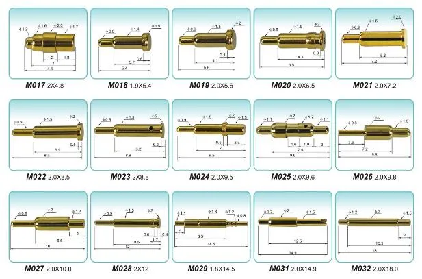 Custom High Quality Brass PCB Double Row Solder Cup Spring Pogo Pin